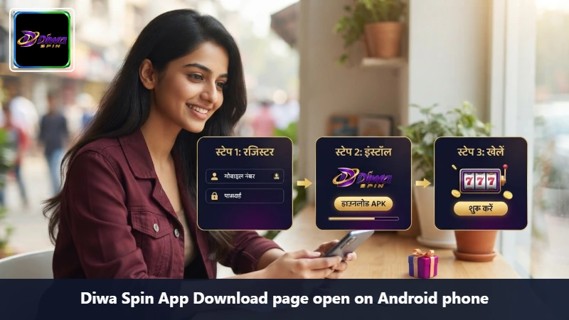 Diwa Spin App Download page open on Android phone